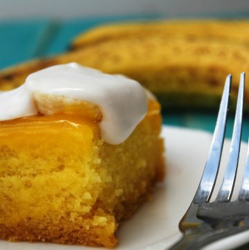 Gluten Free & Vegan Banana Cream Poke Cake by Allergy Awesomeness