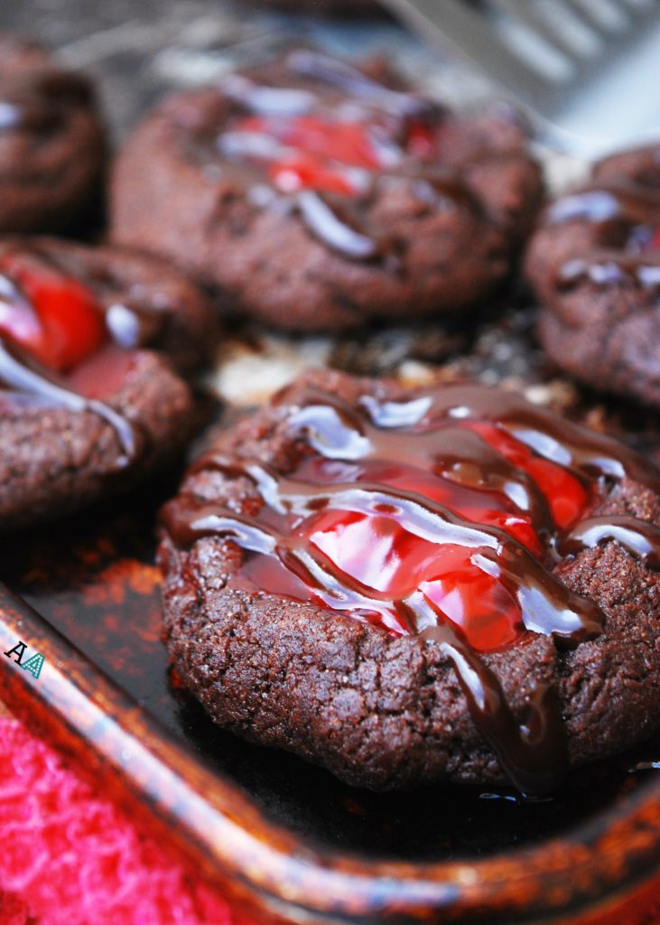 gluten-free-dairy-free-cherry-chocolate-cookies-on-corner-of-baking-tray