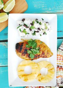 Grilled Island Chicken with Lime Coconut Rice & Beans (GF, DF, Egg, Peanut, Tree nut Free) Recipe by AllergyAwesomeness.com