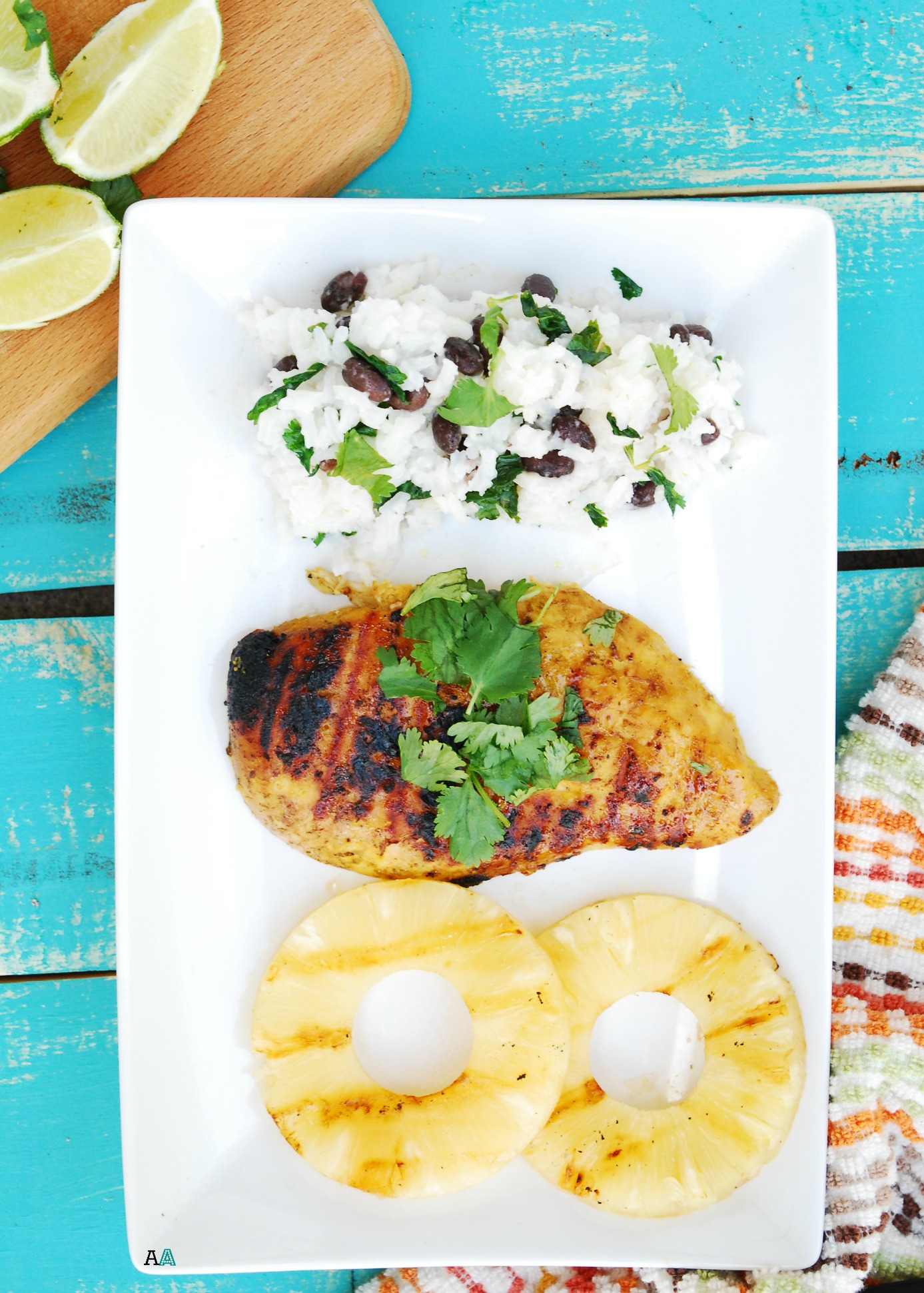 Grilled Island Chicken with Lime Coconut Rice & Beans (GF, DF, Egg, Peanut, Tree nut Free) Recipe by AllergyAwesomeness.com