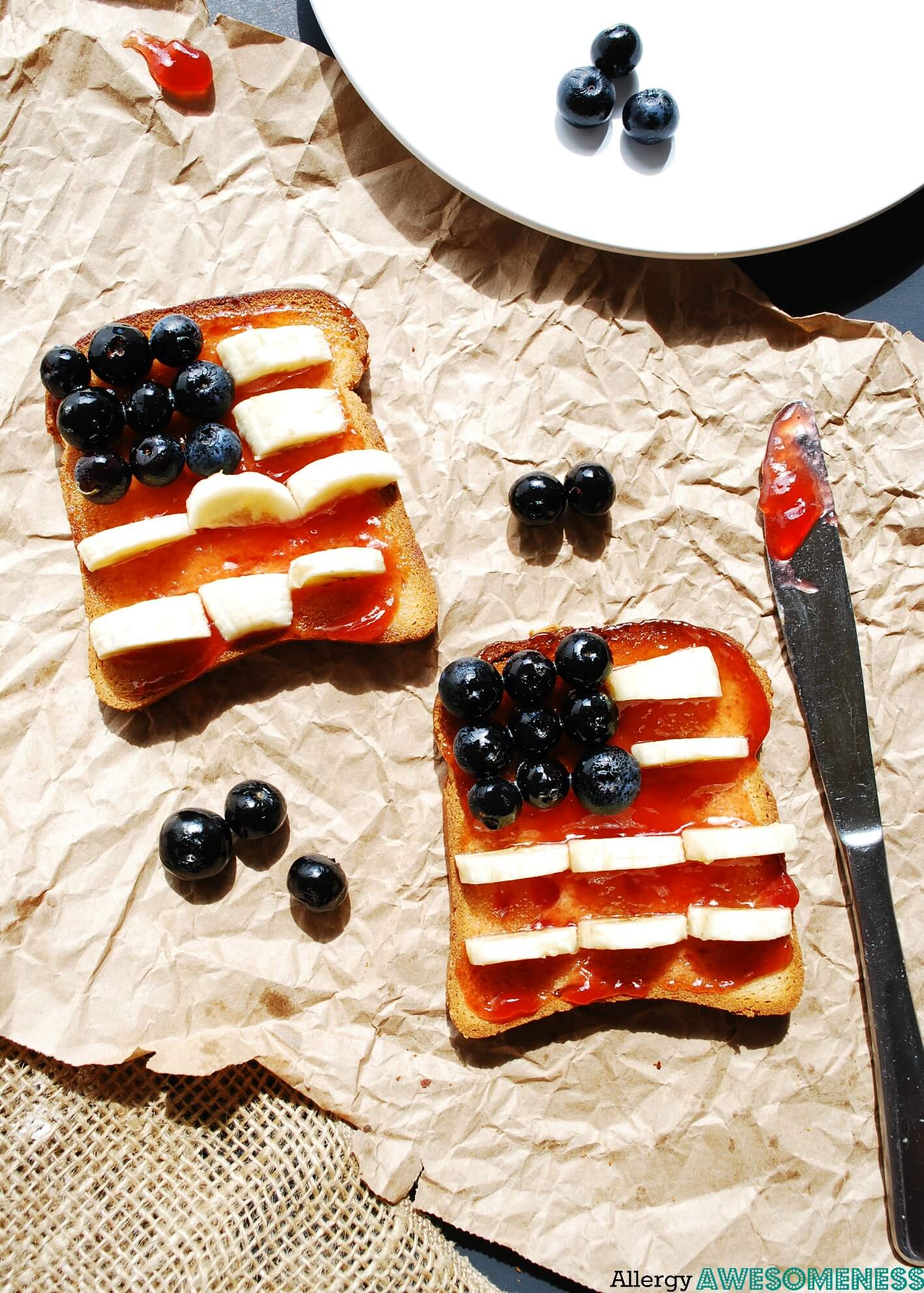 Patriotic Toast (Gluten, Dairy, Egg, Soy, Peanut, Tree nut Free, Vegan, Top 8 Free) Recipe by AllergyAwesomeness.com