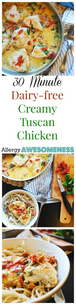 30 Minute Dairy-free Tuscan Chicken by AllergyAwesomeness.com