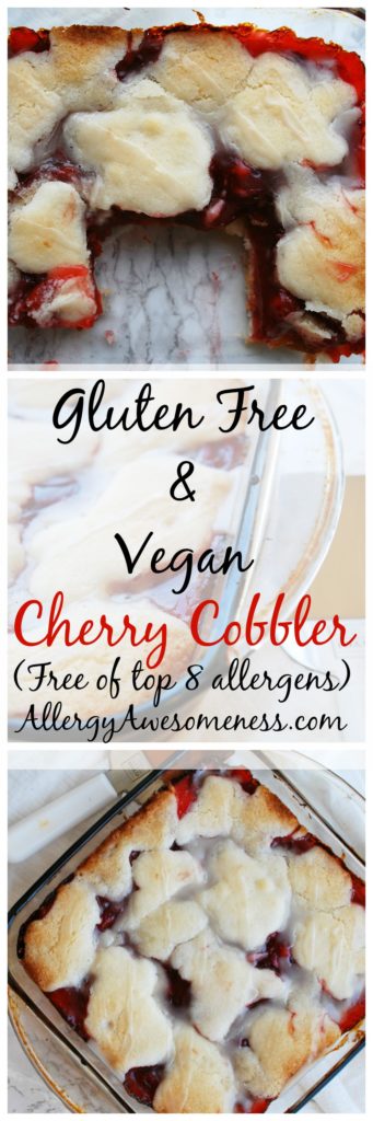Gluten-free and Vegan Cherry Cobbler. Recipe by AllergyAwesomeness.com