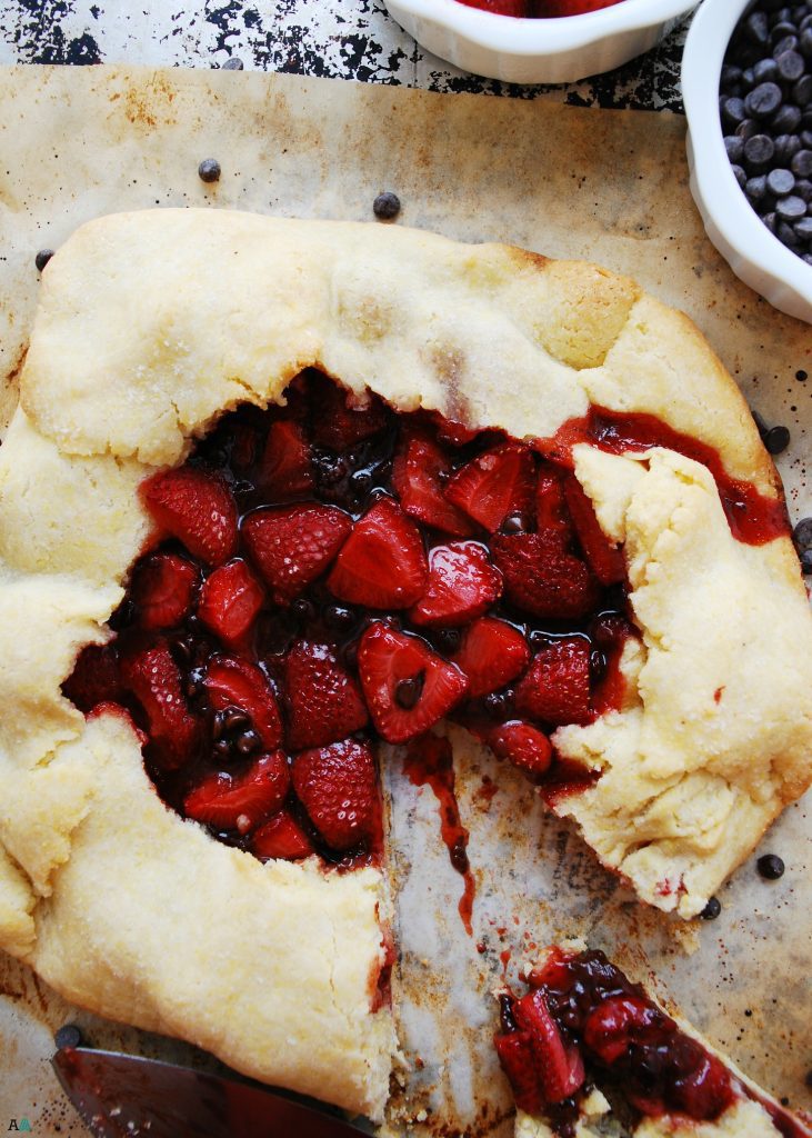 Strawberry Chocolate Galette (Gluten, dairy, egg, soy, peanut and tree nut free; top 8 free; vegan) Dessert recipe by AllergyAwesomeness.com