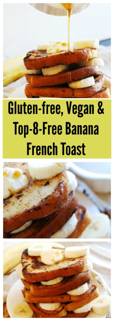 Vegan Banana French Toast (Gluten, dairy, egg, soy, peanut & tree nut free; top 8 free) Breakfast recipe by AllergyAwesomeness.com