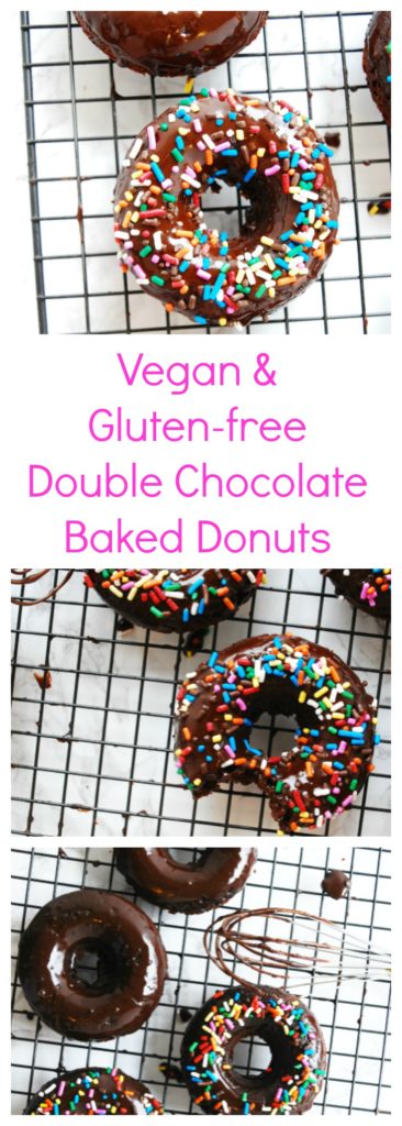 Gluten-free & Vegan Double Chocolate Baked Donuts (Gluten, dairy, egg, soy, peanut & tree nut free; top 8 free) Breakfast recipe by AllergyAwesomeness.com