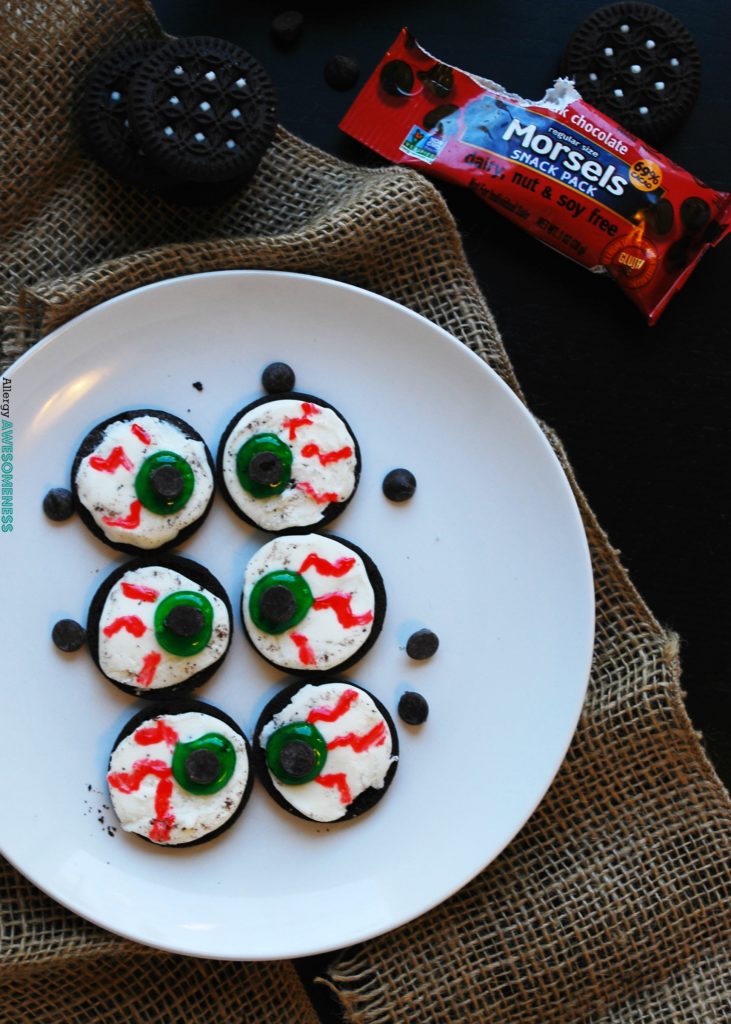 Allergy-friendly Monster Eye Balls (Gluten, dairy, egg, peanut & tree nut free; vegan) Halloween treat recipe by AllergyAwesomeness.com