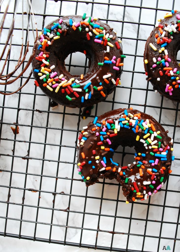 Gluten-free & Vegan Double Chocolate Baked Donuts (Gluten, dairy, egg, soy, peanut & tree nut free; top 8 free) Breakfast recipe by AllergyAwesomeness.com