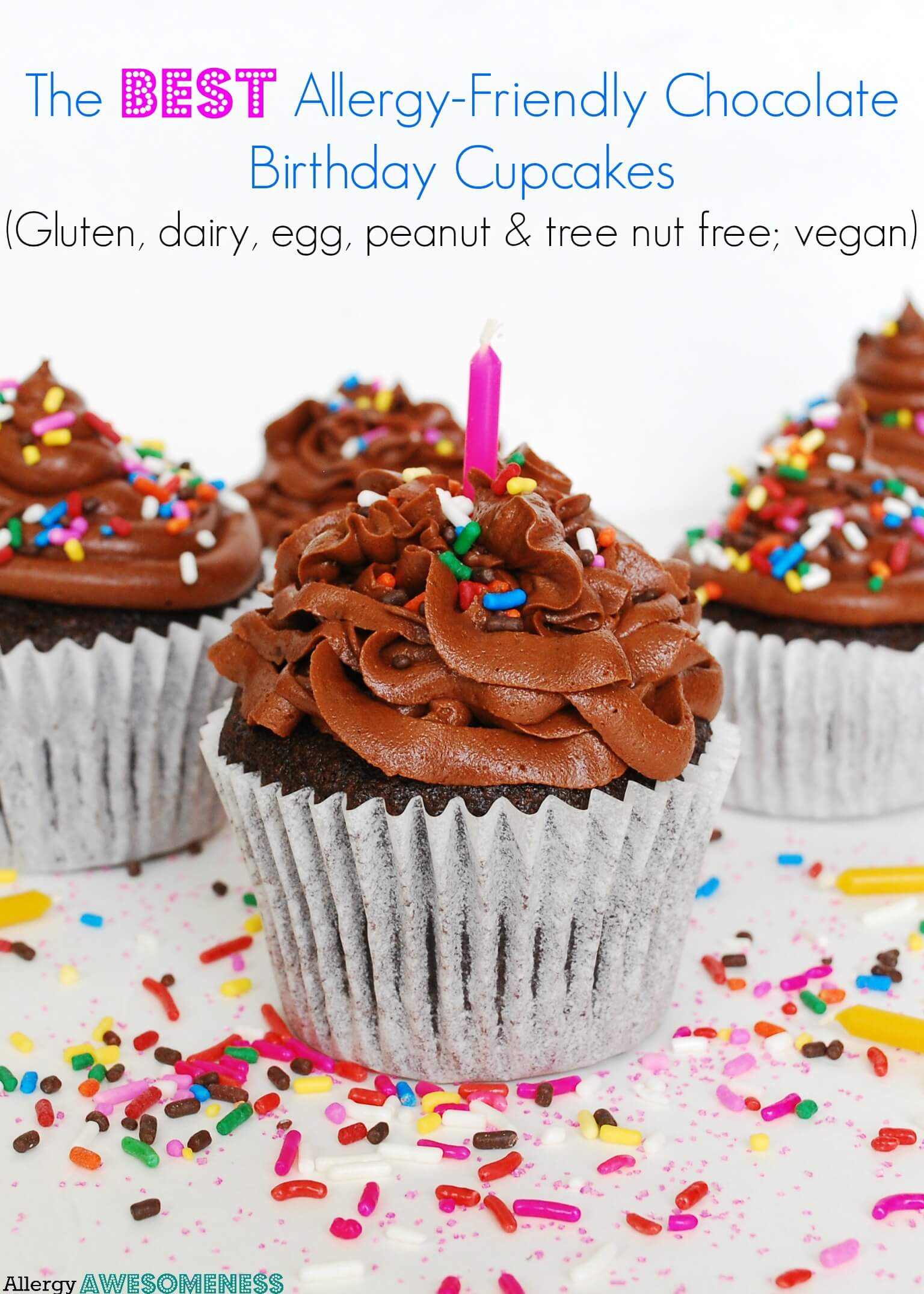 The BEST Allergy-friendly Chocolate Birthday Cupcakes