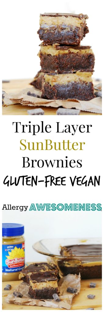 Gluten-free Vegan SunButter Brownies. Dessert recipe by AllergyAwesomeness