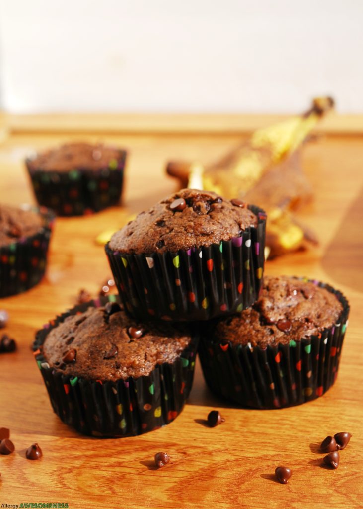 Allergy-friendly Double Chocolate Banana Muffins Breakfast Recipe by AllergyAwesomeness