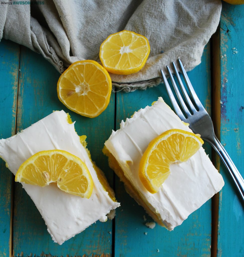 Dairy-free Lemon Cream Pie Bars Dessert Recipe by AllergyAwesomeness