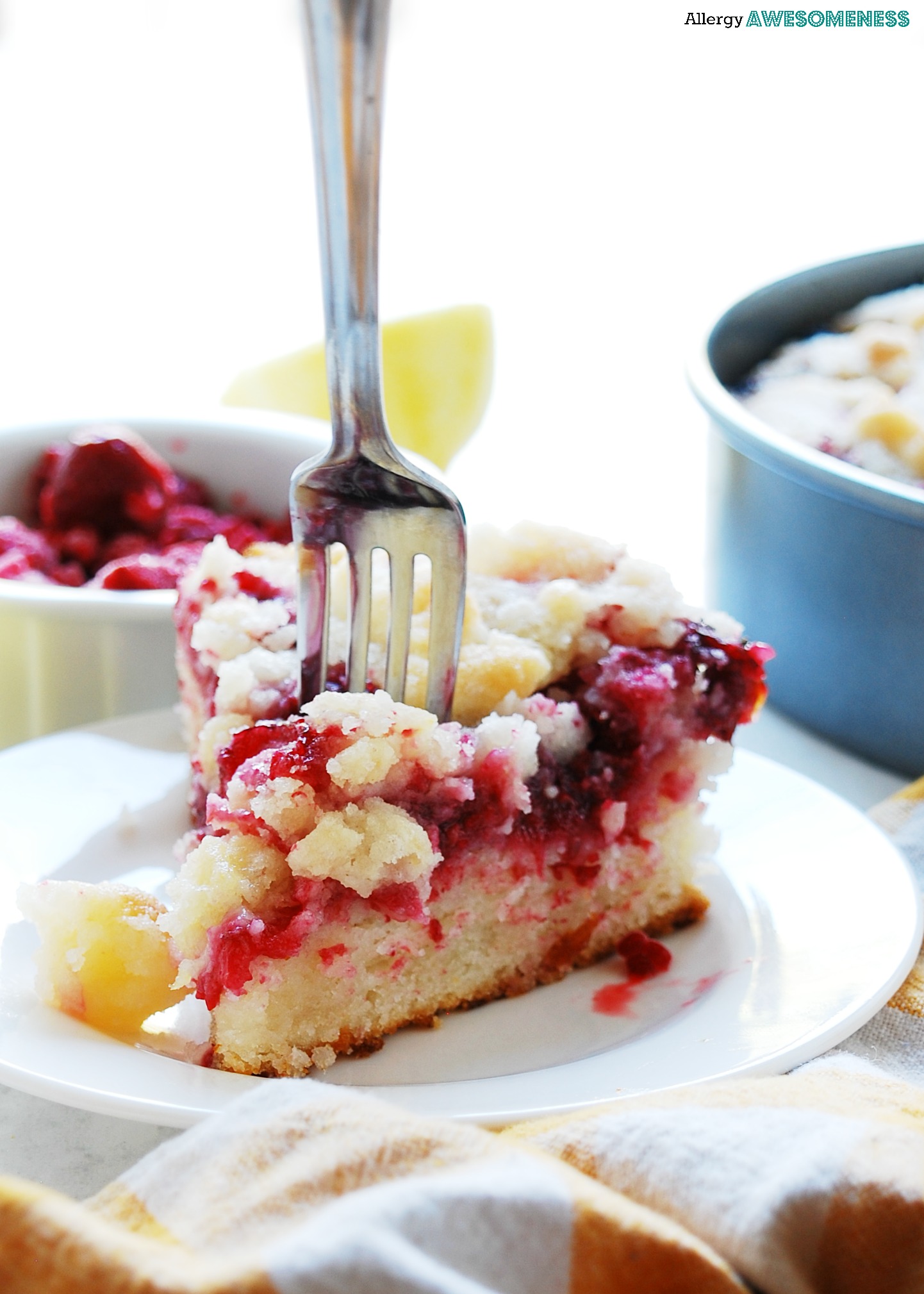 Gluten-free Raspberry Lemon Struesel Cake