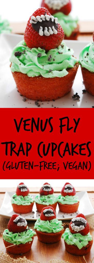 Venus Fly Trap Cupcakes Gluten-free & Vegan Halloween Dessert Recipes by AllergyAwesomeness.com
