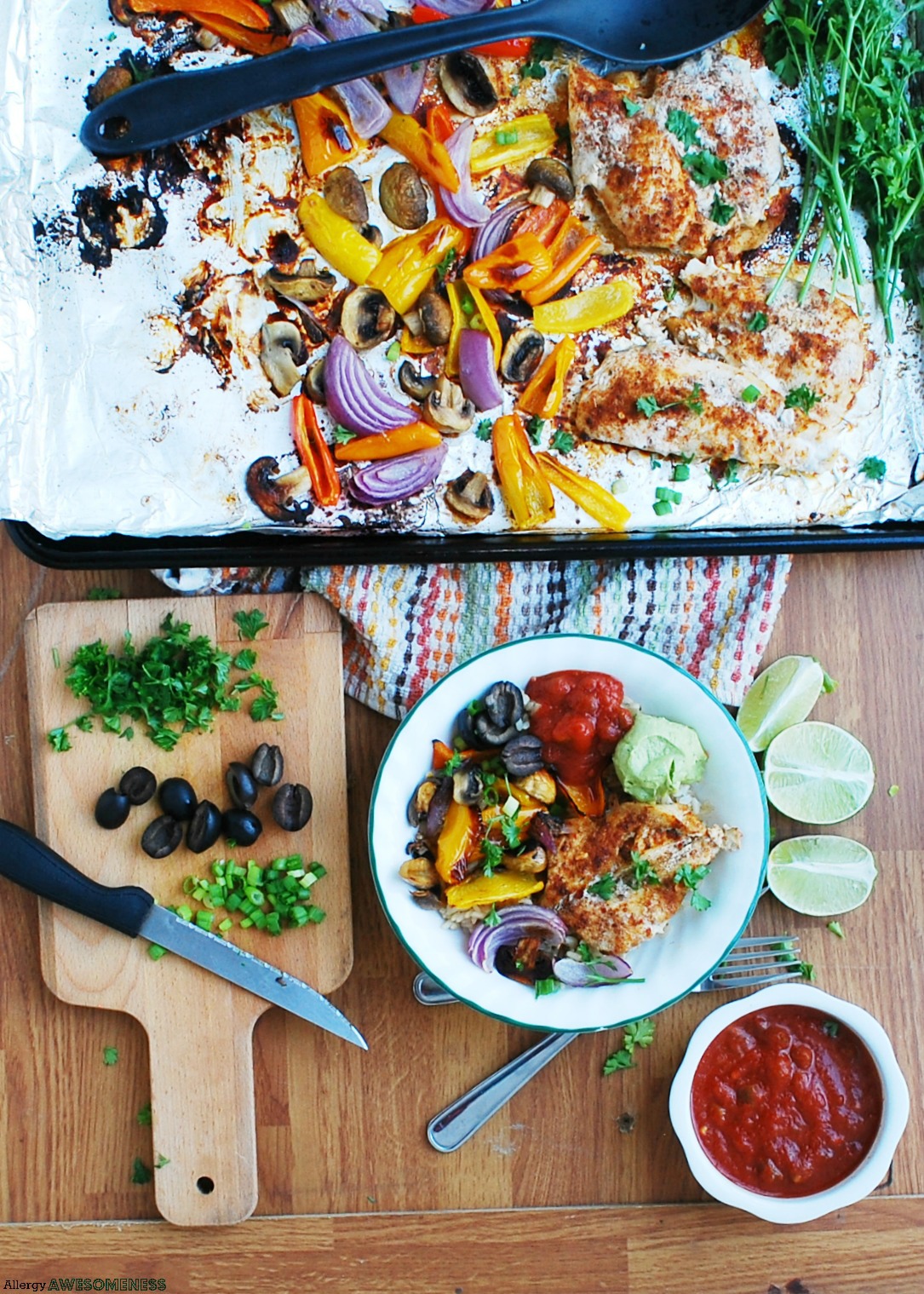 Allergy-friendly 30 Minute Salsa Chicken Sheet Pan Dinner