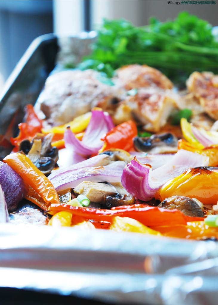 30 minute dairy free salsa chicken sheet pan dinner