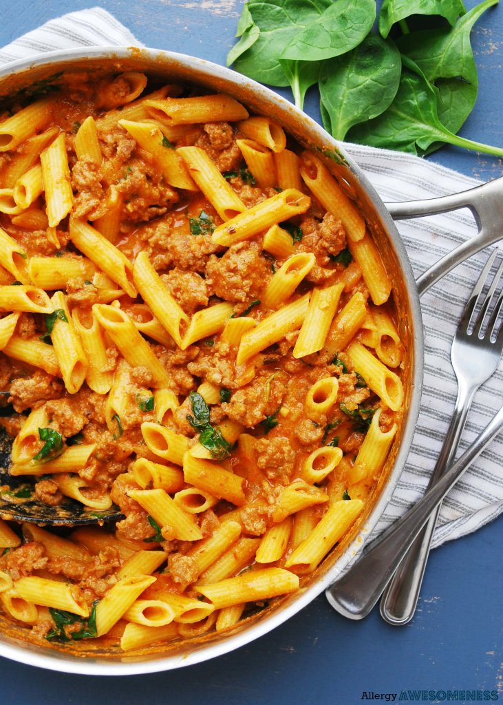 Gluten & Dairy-free Spinach & Sausage Pasta