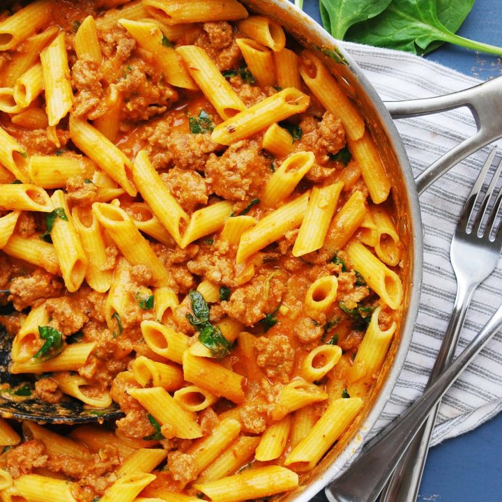 gluten-free spinach and sausage pasta