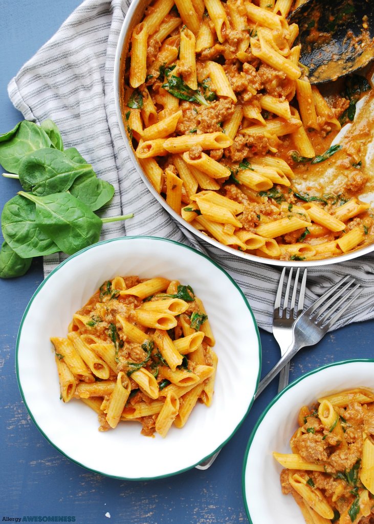 dairy-free spinach and sausage pasta recipe