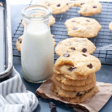 gluten-free-dairy-free-chocolate-chip-cookies-stacked-by-milk