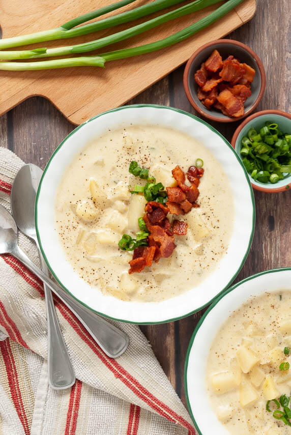 Loaded Instant Pot Potato Soup - Bowl of Delicious