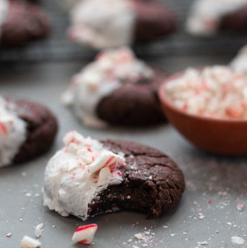gluten-free-dairy-free-white-chocolate-dipped-peppermint-chocolate-cookie-with-a-bite-missing