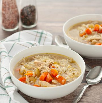 two-bowls-of-chicken-and-rice-soup