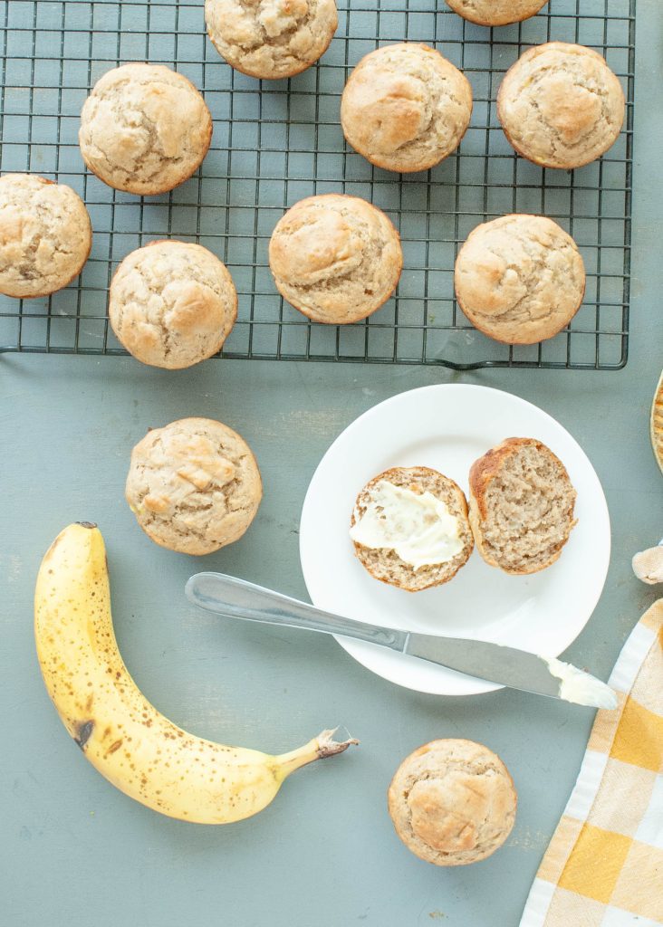 banana-muffins-spread-out-on-wire-rack-from-above