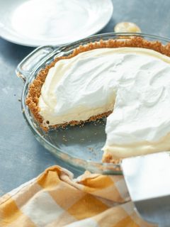 gluten-free-dairy-free-lemon-cream-pie with slice taken out