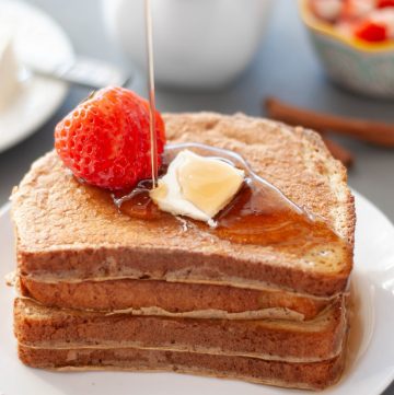 gluten-free-dairy-free-protein-french-toast-with-syrup-dripping-on-it